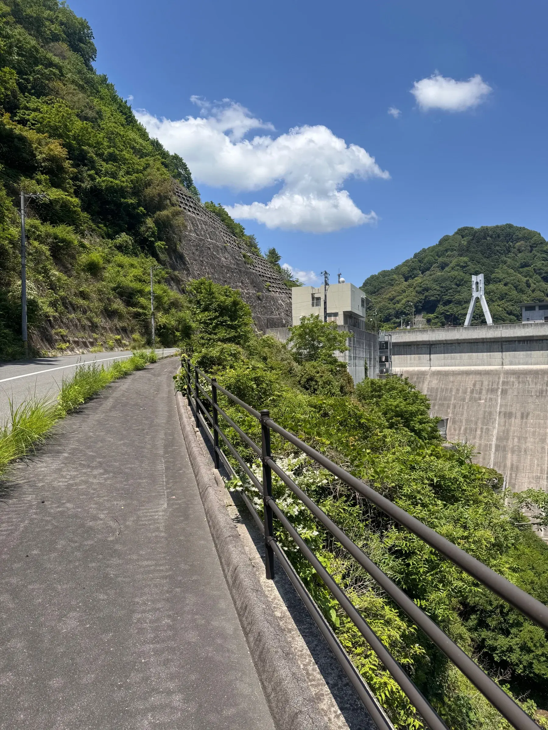 Climb up to a top of a small dam.